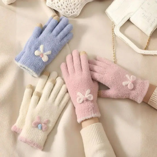 Lavender Cute Bowknot Touchscreen Winter Gloves (1 Pair)