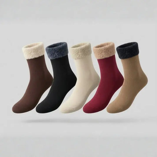 Ultra-Warm Plain Winter Crew Socks – 5 Pairs