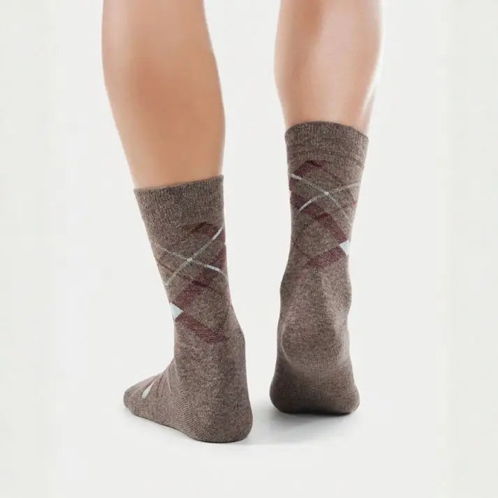 Lamb’s Wool Full-Length Socks | Pack of 5 Pairs | Check Pattern