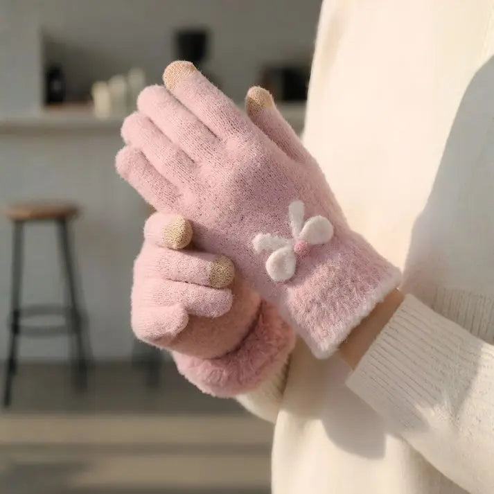 Lavender Cute Bowknot Touchscreen Winter Gloves (1 Pair)