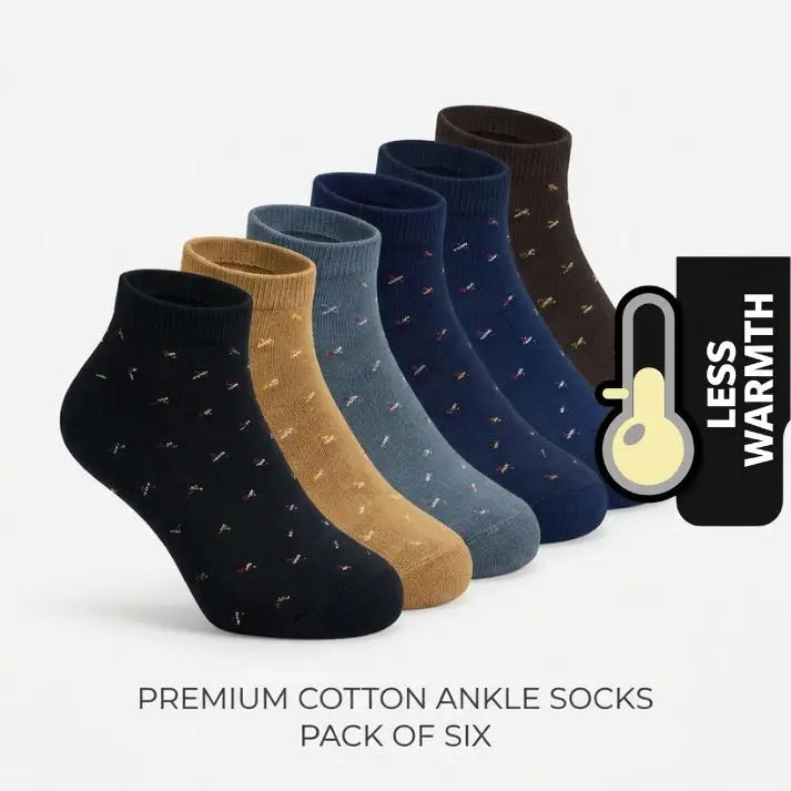 Premium Cotton Ankle Socks 48 - Multi-Colour Pack (6 Pairs)