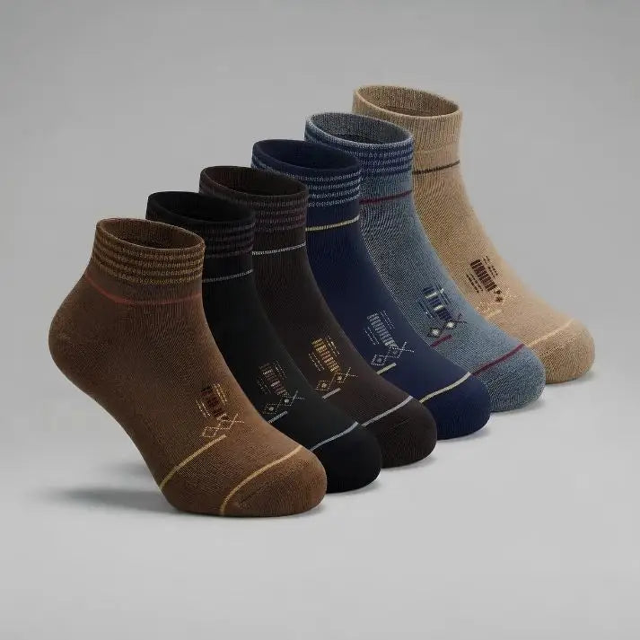 Premium Cotton Ankle Socks 76 - Multi-Colour Pack (6 Pairs)