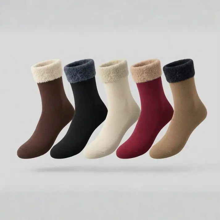 Ultra-Warm Plain Winter Crew Socks – 5 Pairs