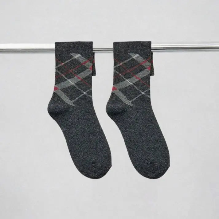 Lamb’s Wool Full-Length Socks | Pack of 5 Pairs | Check Pattern