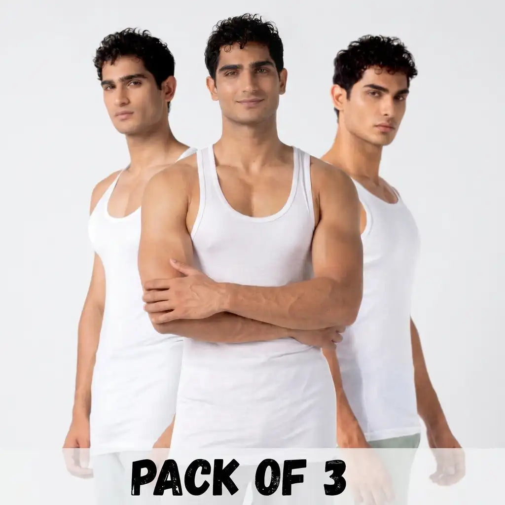 Odour-Free Cotton Vest Pack of 3