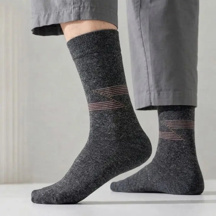 Lamb’s Wool Full-Length Socks | Pack of 5 Pairs | Line Pattern