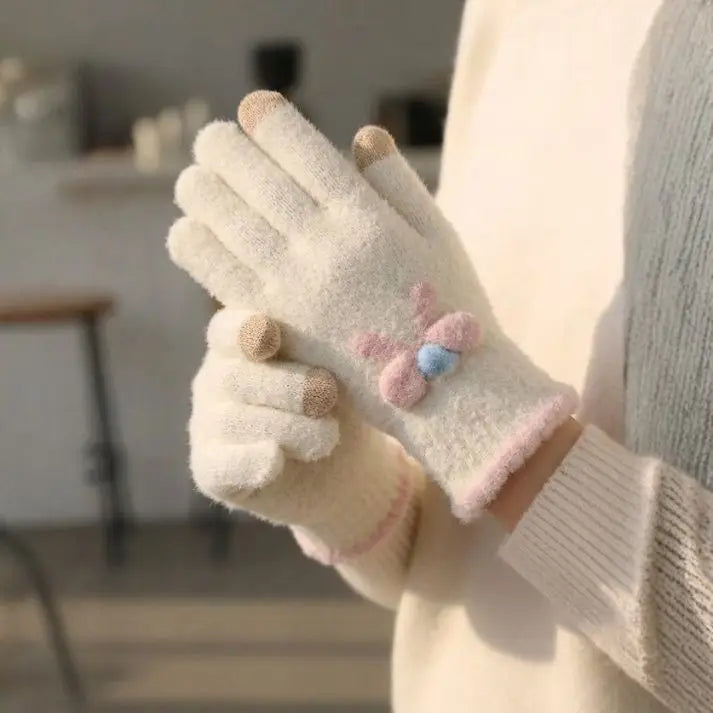 Pink Cute Bowknot Touchscreen Winter Gloves (1 Pair)