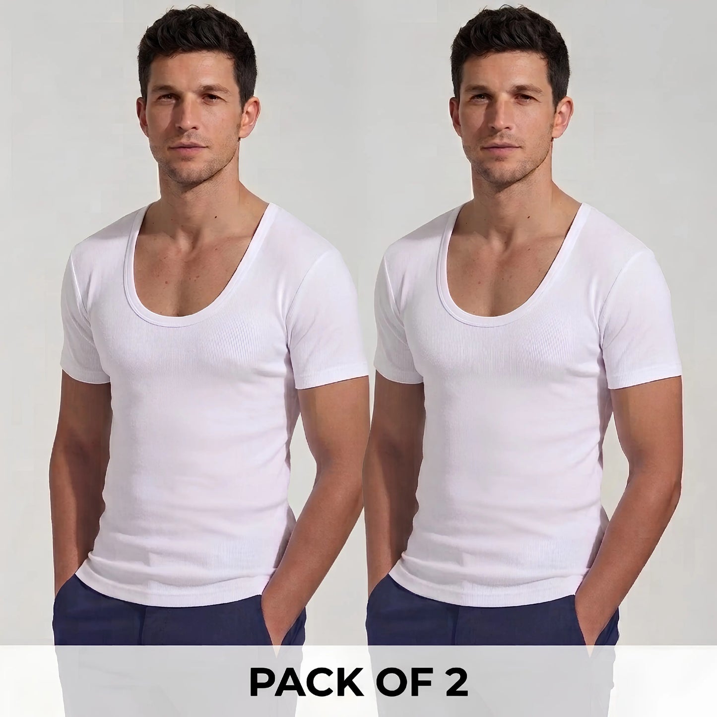 Odour-Free Cotton Sleeved Vest Pack of 2
