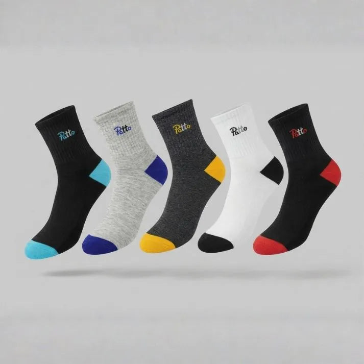 Men’s Athletic Crew Socks 5 Pairs Patto Pattern
