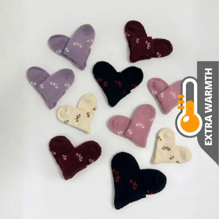 Super Soft Rabbit Wool Style Bow Pattern Winter Ankle Socks (5Pairs)