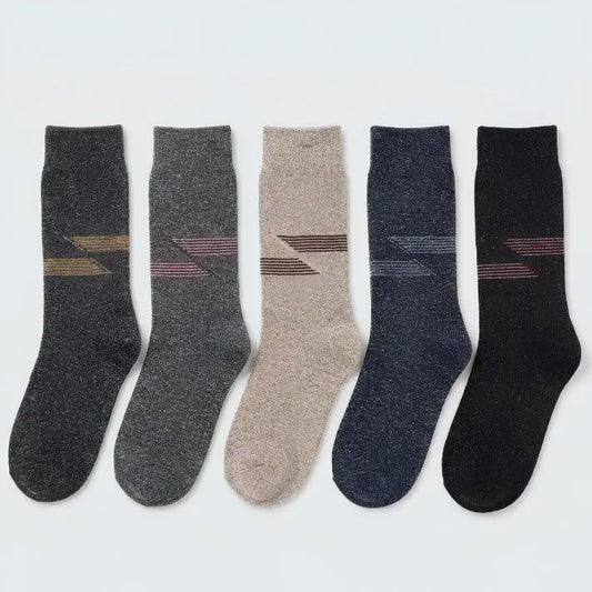 Lamb’s Wool Full-Length Socks | Pack of 5 Pairs | Line Pattern